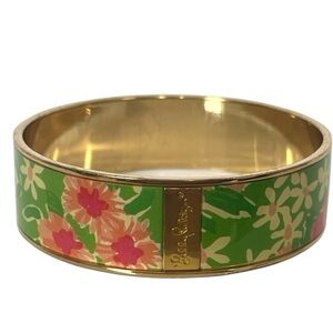 Lilly Pulitzer Photodome Bangle Bracelet Green Everything Nice Tulip Floral‎ NWT